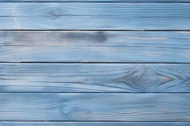 Açık mavi ahşap arkaplan dokusunun işlenmiş kolajı. Pankart, arkaplan veya 3B haritalama için doku