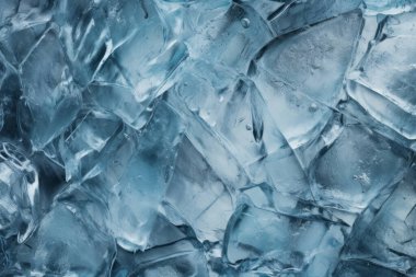 İşlenmiş mavi soğuk kırılan buz yüzeyi dokusu kolajı. Pankart, arkaplan veya 3B haritalama için doku