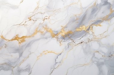 İşlenmiş beyaz ve altın mermer desenli kolaj. Pankart, arkaplan veya 3B haritalama için doku