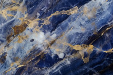 Lüks lacivert mermer desenli işlenmiş kolaj. Pankart, arkaplan veya 3B haritalama için doku