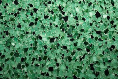Yeşil terrazzo yüzey dokusunun işlenmiş kolajı. Pankart, arkaplan veya 3B haritalama için doku