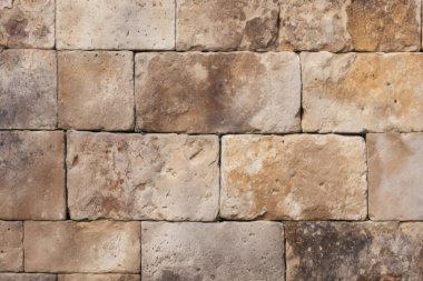 Antik sarı blok duvar dokusunun işlenmiş kolajı. Pankart, arkaplan veya 3B haritalama için doku