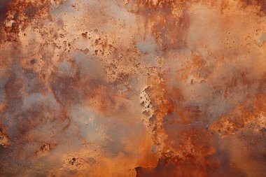 Gündüz vakti paslı metal yaprak dokusunun işlenmiş kolajı. Pankart, arkaplan veya 3B haritalama için doku