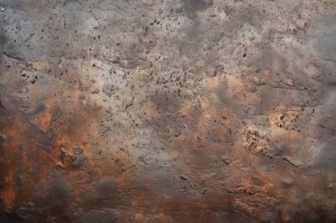 Gündüz vakti paslı metal yaprak dokusunun işlenmiş kolajı. Pankart, arkaplan veya 3B haritalama için doku