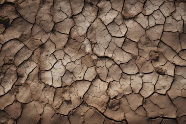 Çatlamış kil yüzey dokusunun işlenmiş kolajı. Pankart, arkaplan veya 3B haritalama için doku