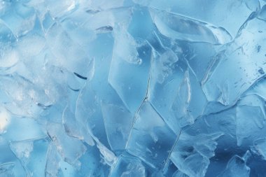İşlenmiş mavi soğuk kırılan buz yüzeyi dokusu kolajı. Pankart, arkaplan veya 3B haritalama için doku