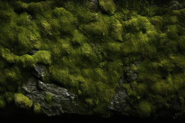 Yosunlu orman yüzey dokusunun işlenmiş kolajı. Pankart, arkaplan veya 3B haritalama için doku