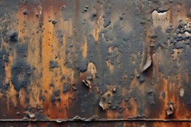 Gündüz vakti paslı metal yaprak dokusunun işlenmiş kolajı. Pankart, arkaplan veya 3B haritalama için doku