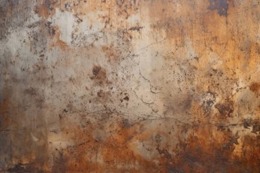 Gündüz vakti paslı metal yaprak dokusunun işlenmiş kolajı. Pankart, arkaplan veya 3B haritalama için doku