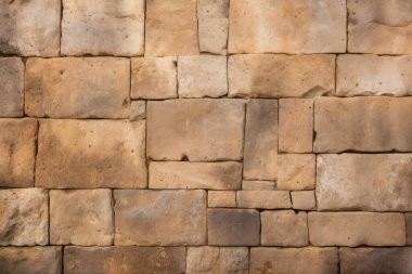 Antik sarı blok duvar dokusunun işlenmiş kolajı. Pankart, arkaplan veya 3B haritalama için doku