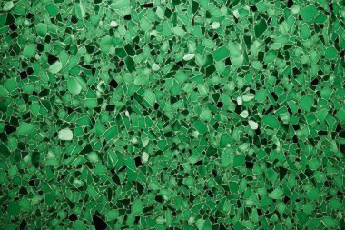 Yeşil terrazzo yüzey dokusunun işlenmiş kolajı. Pankart, arkaplan veya 3B haritalama için doku