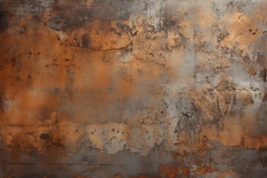 Turuncu paslı metal yüzey dokusunun işlenmiş kolajı. Pankart, arkaplan veya 3B haritalama için doku
