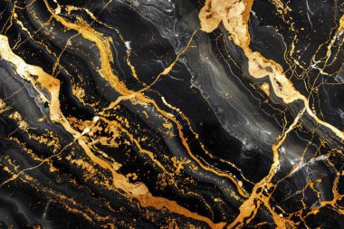 Yakından altın damarlı koyu siyah mermer desenli fotoğraf. Arkaplan veya haritalama için arkaplan dokusu
