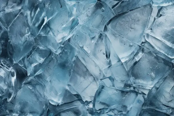 İşlenmiş mavi soğuk kırılan buz yüzeyi dokusu kolajı. Pankart, arkaplan veya 3B haritalama için doku