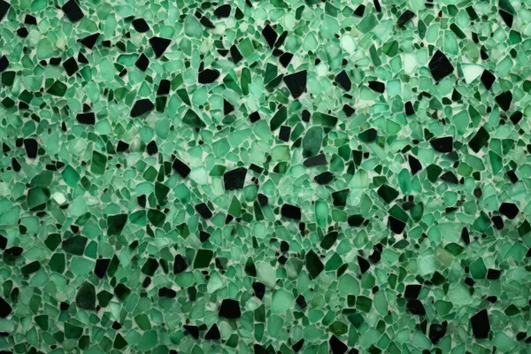 Yeşil terrazzo yüzey dokusunun işlenmiş kolajı. Pankart, arkaplan veya 3B haritalama için doku