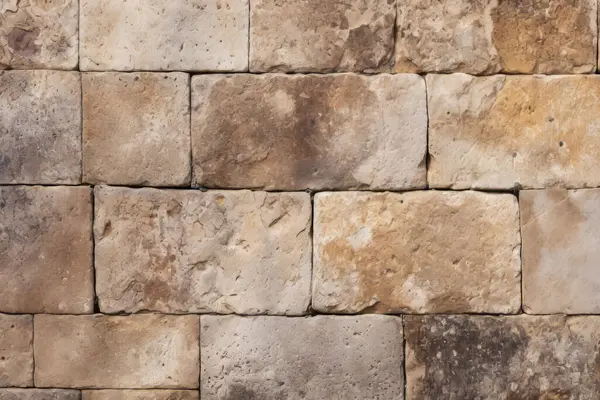 Antik sarı blok duvar dokusunun işlenmiş kolajı. Pankart, arkaplan veya 3B haritalama için doku