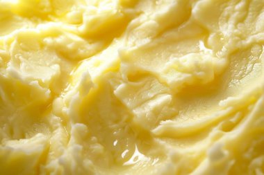 Sarı patates püre desenli fotoğraf yakın çekim. Arkaplan ya da yemek tarifleri için yemek fotoğrafı