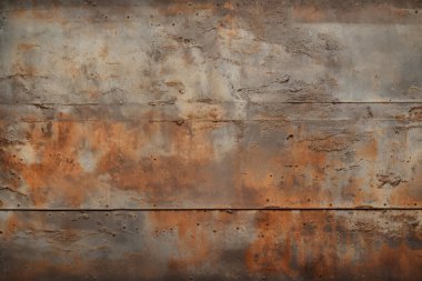 Turuncu paslı metal yüzey dokusunun işlenmiş kolajı. Pankart, arkaplan veya 3B haritalama için doku