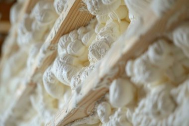 Duvarların termal yalıtımı için poliüretan köpük fotoğrafı. Arkaplan veya haritalama için arkaplan dokusu