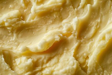 Sarı patates püre desenli fotoğraf yakın çekim. Arkaplan ya da yemek tarifleri için yemek fotoğrafı