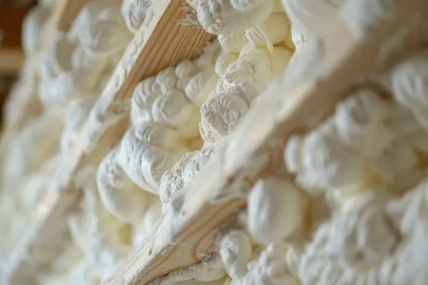 Duvarların termal yalıtımı için poliüretan köpük fotoğrafı. Arkaplan veya haritalama için arkaplan dokusu