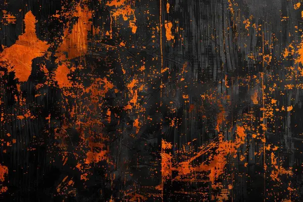 Siyah ve turuncu paslı metal yüzey fotoğrafı. Arkaplan veya haritalama için arkaplan dokusu