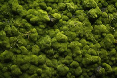 Yosunlu orman yüzey dokusunun işlenmiş kolajı. Pankart, arkaplan veya 3B haritalama için doku