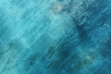 Mavi sakin su yüzeyi dokusunun işlenmiş kolajı. Pankart, arkaplan veya 3B haritalama için doku