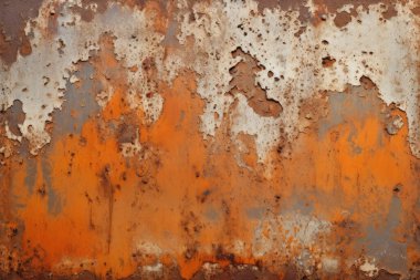 Eski paslı metal duvar yüzey dokusunun işlenmiş kolajı. Pankart, arkaplan veya 3B haritalama için doku