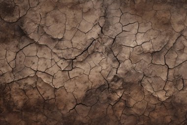 Çatlamış kil yüzey dokusunun işlenmiş kolajı. Pankart, arkaplan veya 3B haritalama için doku