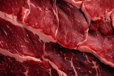 İşlenmiş taze çiğ et yüzey dokusu kolajı. Pankart, arkaplan veya 3B haritalama için doku