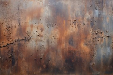 Gündüz vakti paslı metal yaprak dokusunun işlenmiş kolajı. Pankart, arkaplan veya 3B haritalama için doku