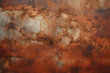 Gündüz vakti paslı metal yaprak dokusunun işlenmiş kolajı. Pankart, arkaplan veya 3B haritalama için doku