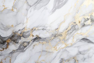 İşlenmiş beyaz ve altın mermer desenli kolaj. Pankart, arkaplan veya 3B haritalama için doku