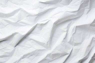 Buruşmuş beyaz kağıt dokusunun işlenmiş kolajı. Pankart, arkaplan veya 3B haritalama için doku