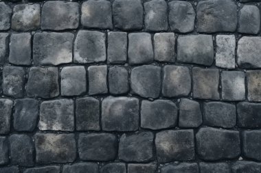 Eski Avrupa kaldırım taşı dokusunun işlenmiş kolajı. Pankart, arkaplan veya 3B haritalama için doku