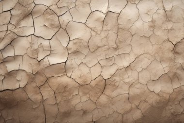 Kurumuş çatlamış toprak yüzey dokusunun işlenmiş kolajı. Pankart, arkaplan veya 3B haritalama için doku