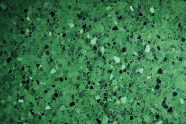 Yeşil terrazzo yüzey dokusunun işlenmiş kolajı. Pankart, arkaplan veya 3B haritalama için doku