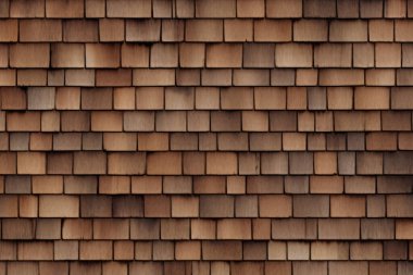 Ahşap çatı kiremitlerinin işlenmiş kolajı. Pankart, arkaplan veya 3B haritalama için doku