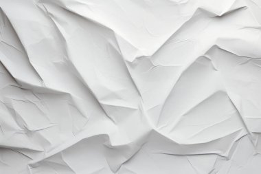 Buruşmuş beyaz kağıt dokusunun işlenmiş kolajı. Pankart, arkaplan veya 3B haritalama için doku
