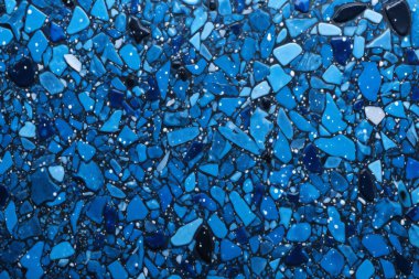 Lacivert terrazzo yüzey dokusunun işlenmiş kolajı. Pankart, arkaplan veya 3B haritalama için doku