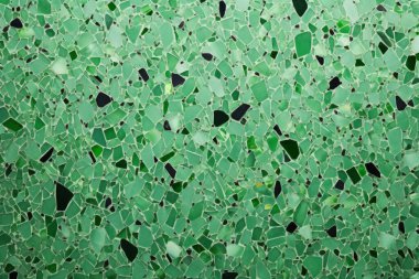 Yeşil terrazzo yüzey dokusunun işlenmiş kolajı. Pankart, arkaplan veya 3B haritalama için doku