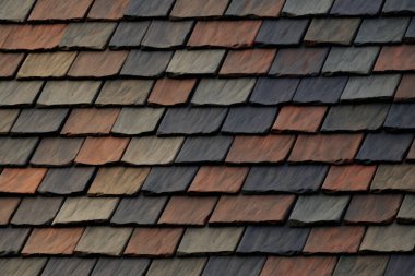 Çatı kiremitlerinin işlenmiş kolajı yüzey dokusu. Pankart, arkaplan veya 3B haritalama için doku