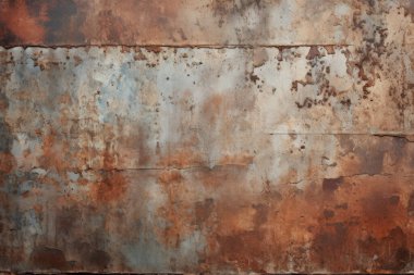 Turuncu paslı metal yüzey dokusunun işlenmiş kolajı. Pankart, arkaplan veya 3B haritalama için doku