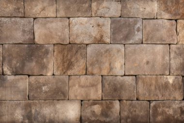 Antik sarı blok duvar dokusunun işlenmiş kolajı. Pankart, arkaplan veya 3B haritalama için doku