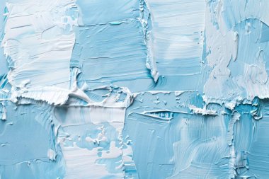 Düz yüzeyde bir sürü akrilik yağlı boya lekesi var. Arkaplan veya haritalama için arkaplan dokusu