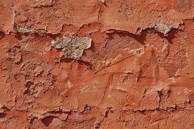 Eski turuncu alçı duvarın fotoğrafı. Arkaplan veya haritalama için arkaplan dokusu