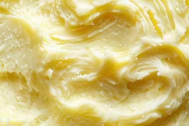 Sarı patates püre desenli fotoğraf yakın çekim. Arkaplan ya da yemek tarifleri için yemek fotoğrafı