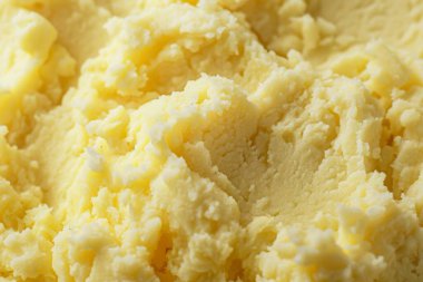 Sarı patates püre desenli fotoğraf yakın çekim. Arkaplan ya da yemek tarifleri için yemek fotoğrafı