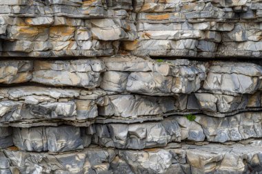 Sedimenter katmanlı kaya dokusunun fotoğrafı. Arkaplan veya haritalama için arkaplan dokusu